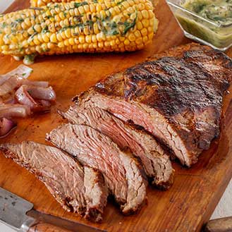 Grilled Marinated Flank Steak with Herb-Butter Grilled Corn Recipe