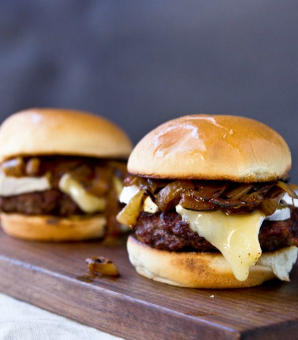 Sliders with Beer-Glazed Onions and Brie