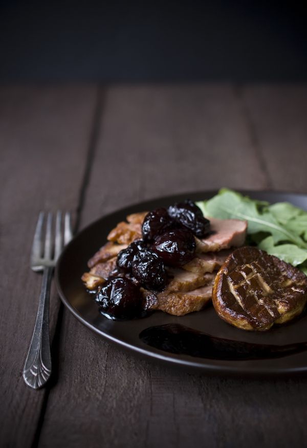 foie gras and balsamic cherries