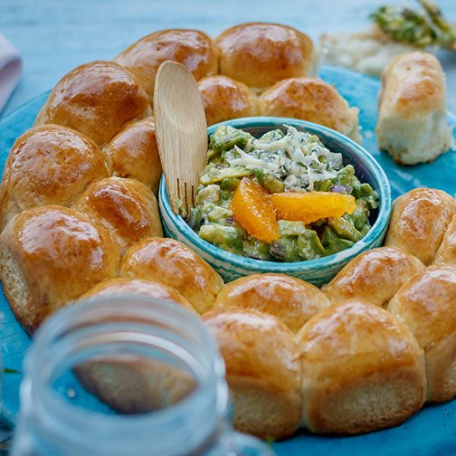 Easter Bread Wreath with Gorgonzola Avocado Dip Recipe Photo [2]