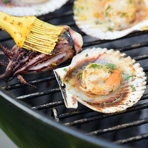 Grilled Squid, Shrimp and Oysters With Orange Paprika Dressing Recipe Photo [2]