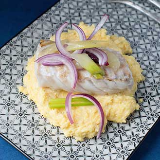 Sauted Sea Bass Over Polenta Recipe