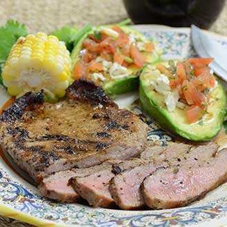 Grilled Iberico Skirt Steaks With Pico De Gallo and Grilled Avocados Recipe