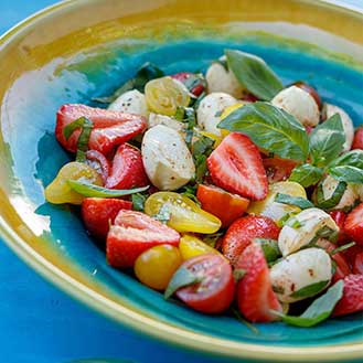 Mozzarella, Cherry Tomato and Strawberry Salad with Balsamic Dressing Recipe