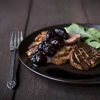Duck Breast with Foie Gras and Balsamic Cherries Recipe