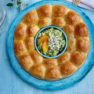 Easter Bread Wreath with Gorgonzola Avocado Dip Recipe