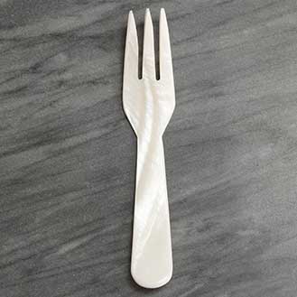 Fancy Hand Carved Mother of Pearl Caviar Serving Fork - 4.5 inches