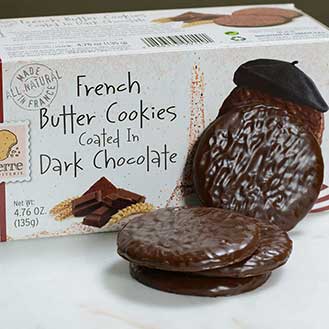 French Butter Cookies Coated in Dark Chocolate