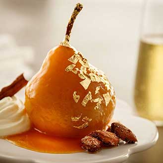 Gilded Champagne-Poached Pears Recipe