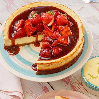 Goat Cheese Cheesecake with Strawberry Balsamic Coulis Recipe (Gluten-Free) | Gourmet Food Store