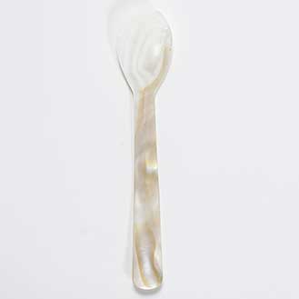 Fancy Hand Carved Mother of Pearl Caviar Serving Spoon - 4.5 inches