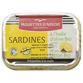 French Sardines in Organic Olive Oil with Lemon