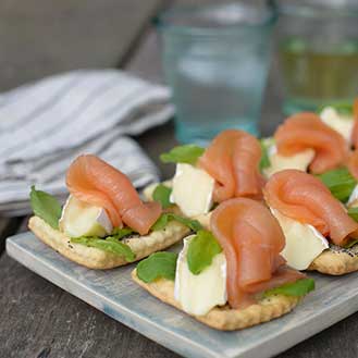 Smoked Salmon Over Poppyseed Crackers Recipe