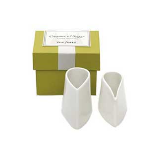 Tea Forte Creamer & Sugar Set in White Porcelain