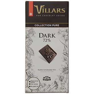 Villars Collection Pure Swiss Dark Chocolate - 72%