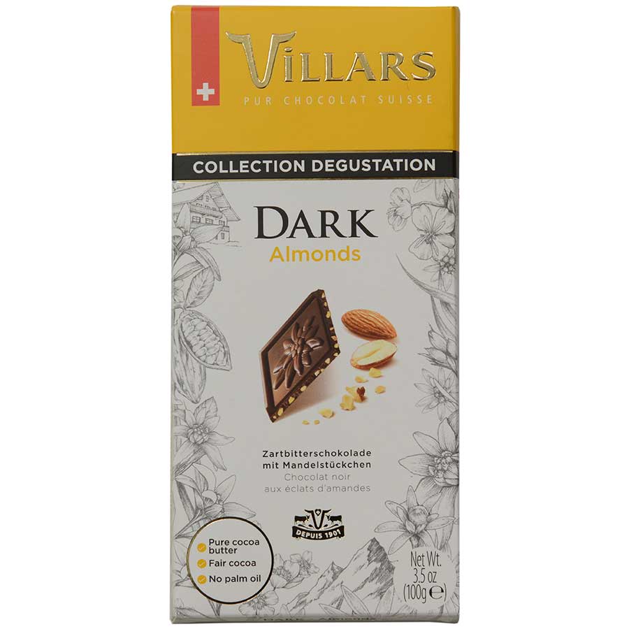 Villars Swiss Dark Chocolate with Almonds Gourmet Food Store