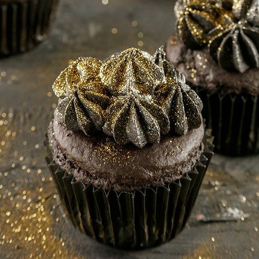 Dark Chocolate Halloween Cupcakes With Gold Dust Recipe Photo [1]