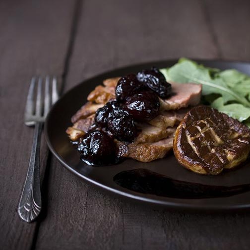 Duck Breast with Foie Gras and Balsamic Cherries Recipe