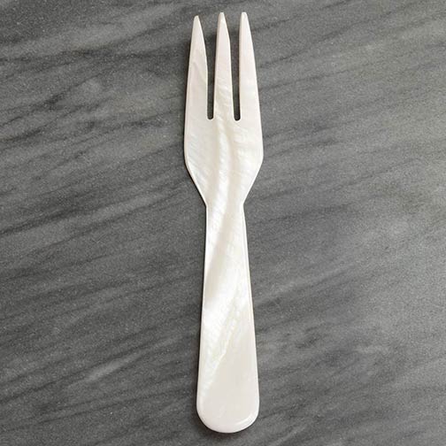 Fancy Hand Carved Mother of Pearl Caviar Serving Fork - 4.5 inches Photo [1]