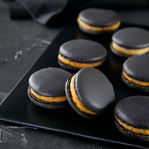 French Black Macarons with White Chocolate Orange Ganache Recipe Photo [1]