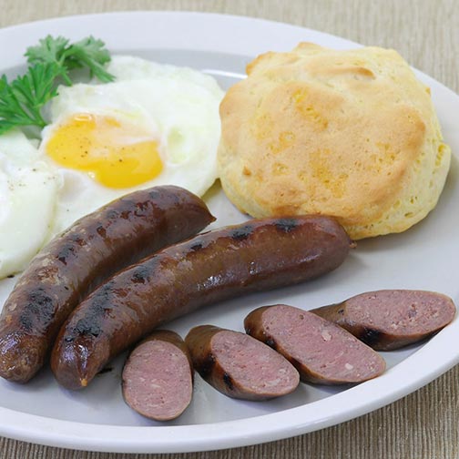 Smoked Bison Breakfast Sausage with Maple Syrup