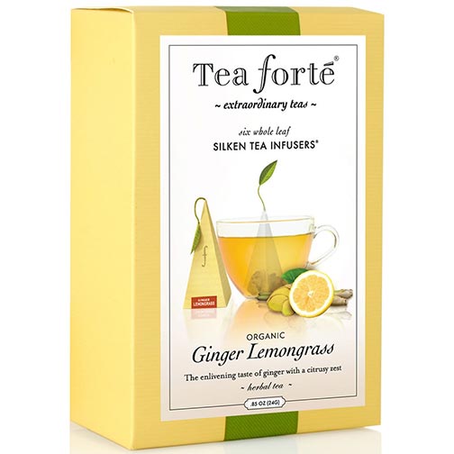 Tea Forte Ginger Lemongrass Herbal Tea - Pyramid Box, 6 Infusers Photo [1]