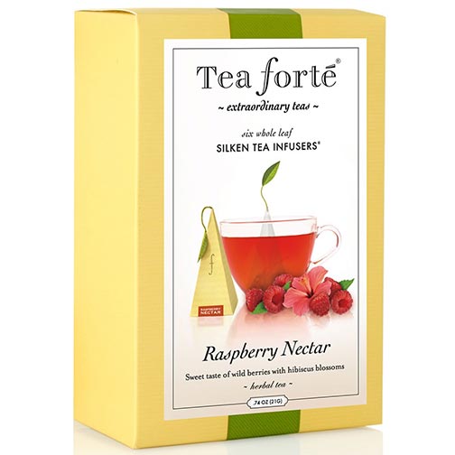 Tea Forte Raspberry Nectar Herbal Tea - Pyramid Box, 6 Infusers