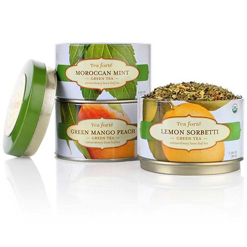 Tea Forte Trio Green Tea Leaves Loose Leaf Tea Tins