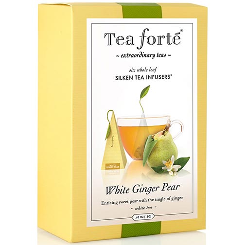 Tea Forte White Ginger Pear White Tea - Pyramid Box, 6 Infusers