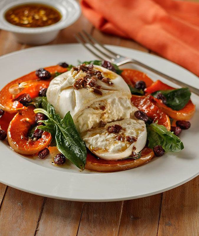 pumpkin recipes Honey Roasted Squash and Burrata Cheese Salad Recipe