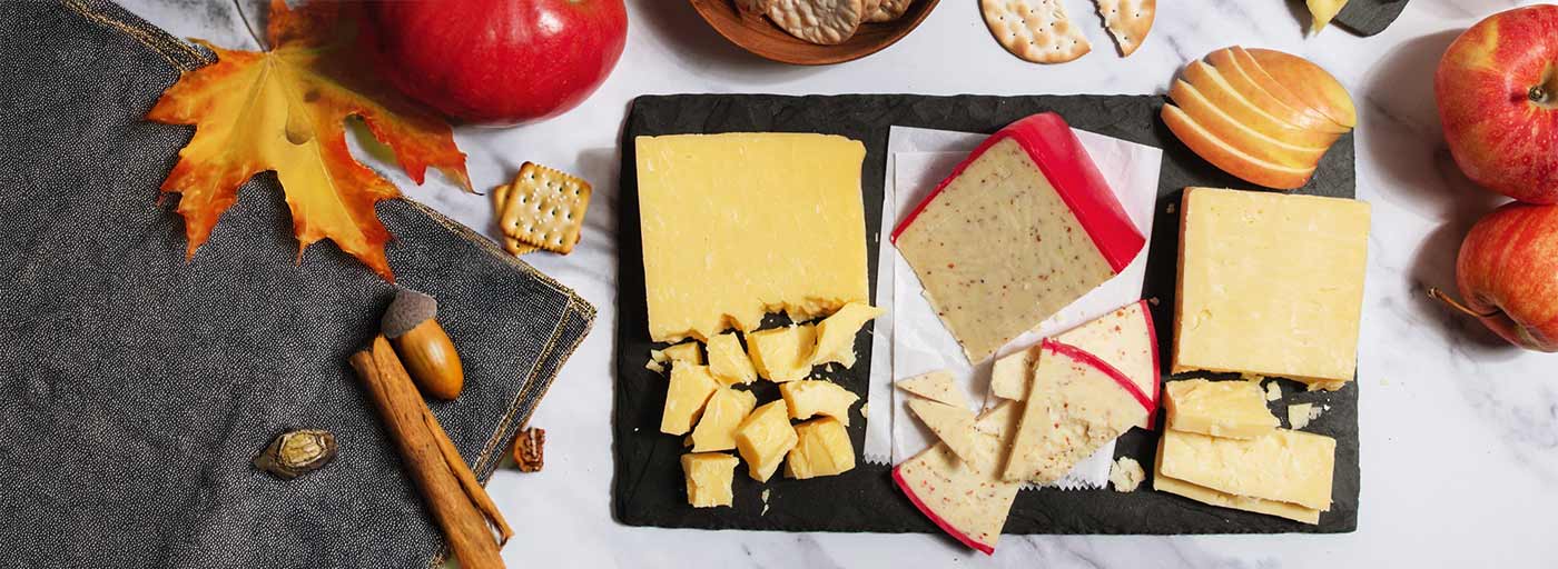 view of delicious cheeses