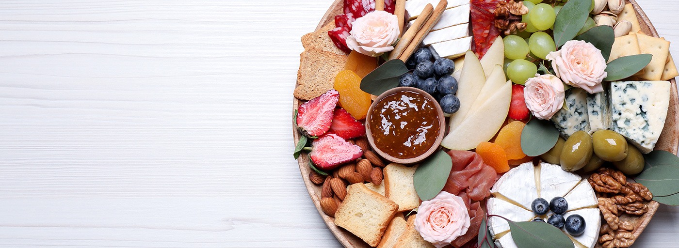 image of delicious spring cheeses and meats