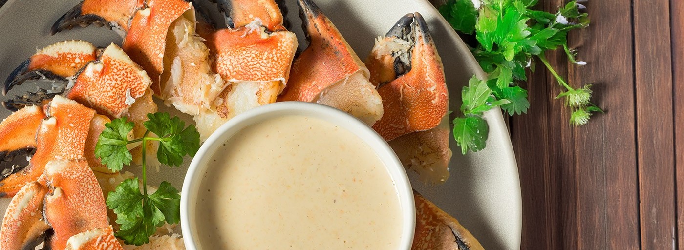 view of a delicious stone crab claw dish, photo by Gourmet Food Store