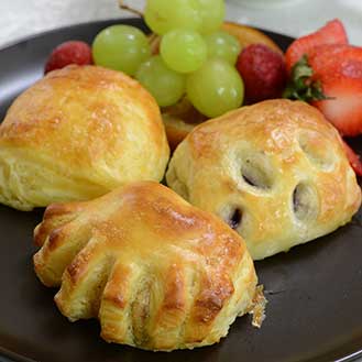 Lemon Pillow, Almond Bear Claw, Bluberry Pocket Mini Danish