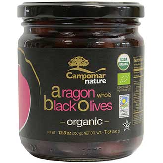 Spanish Whole Black Aragon Olives - Organic