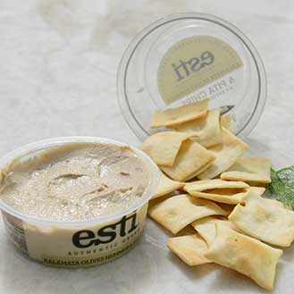 Authentic Greek Kalamata Olives Hummus with Pita Chips