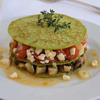 Goat Cheese On Green Pea Blinis Recipe