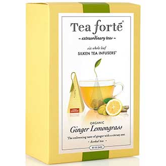 Tea Forte Ginger Lemongrass Herbal Tea - Pyramid Box, 6 Infusers