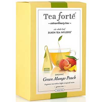 Tea Forte Green Mango Peach Green Tea - Pyramid Box, 6 Infusers