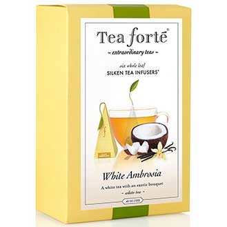 Tea Forte White Ambrosia White Tea - Pyramid Box, 6 Infusers