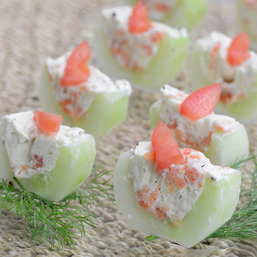 Cucumber and Smoked Salmon Appetizer Canapes Recipe Photo [1]