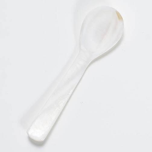 Small Caviar Serving Spoon - Hand Carved Mother of Pearl - 7 cm Photo [1]
